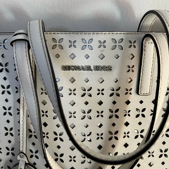Michael Kors Perforated White Tote - Picture 3 of 11